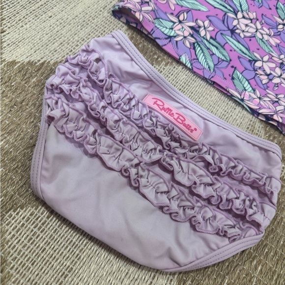 Rufflebutts swimsuit bikini set rashguard long sleeve floral toddler baby girl - Picture 2 of 7